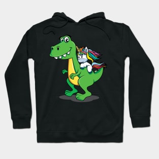 Cute Dinosaur and Unicorn/Pony with Rainbow Colors Hoodie